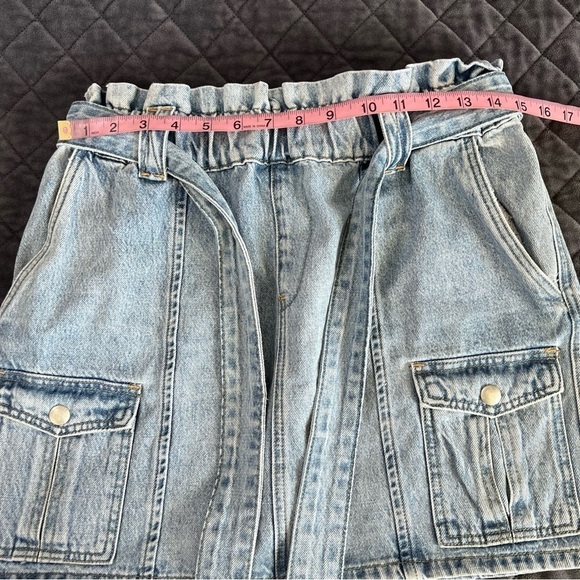 Blank NYC Jean Skirt Cargo Women Medium Blue Denim Waist Tie Belted Mini EE - Picture 6 of 7